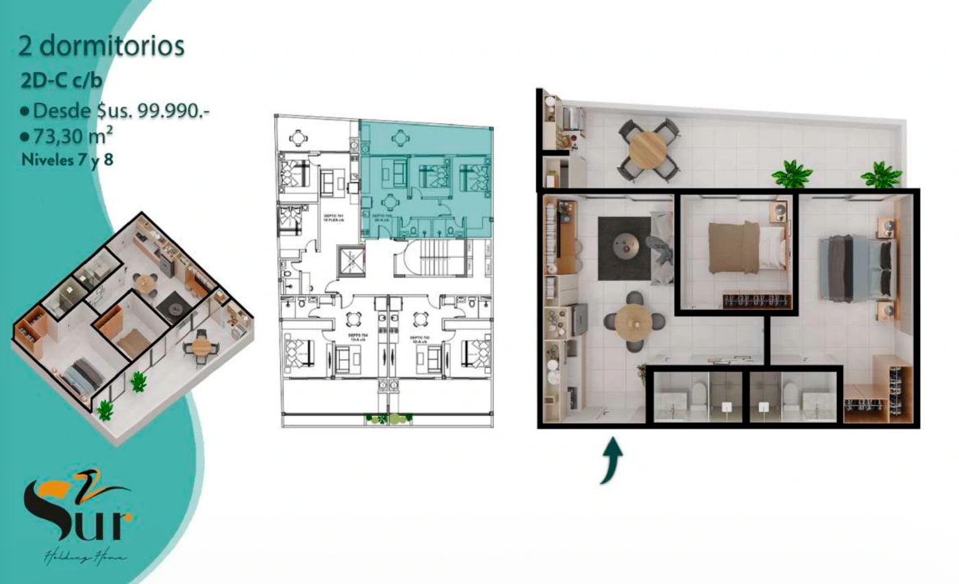Plano del modelo 2D-A c/b de HH Sur2