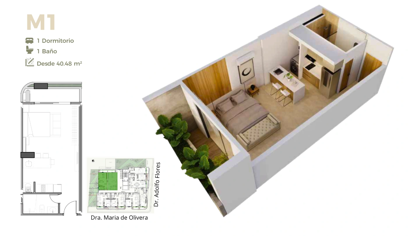 Plano del modelo M1 de Garden Zen