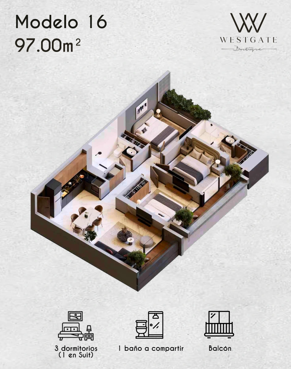 Plano del modelo 97.00 de Westgate Boutique