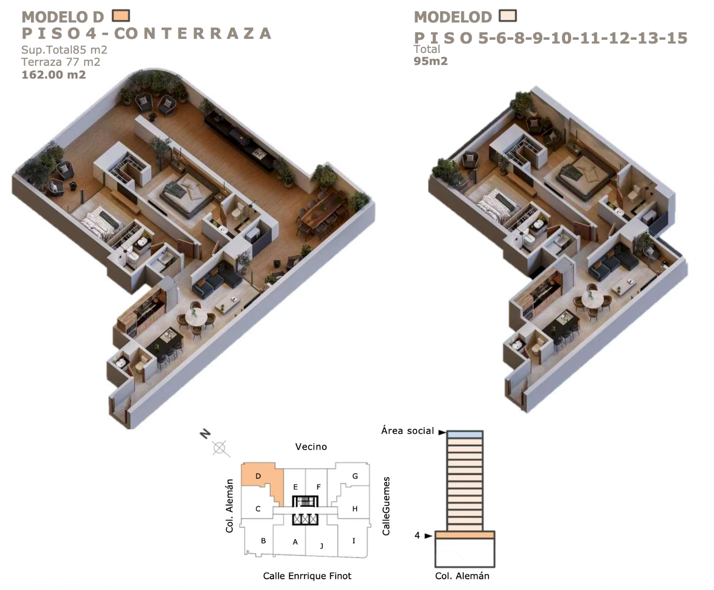 Plano del modelo D de Luxe Tower
