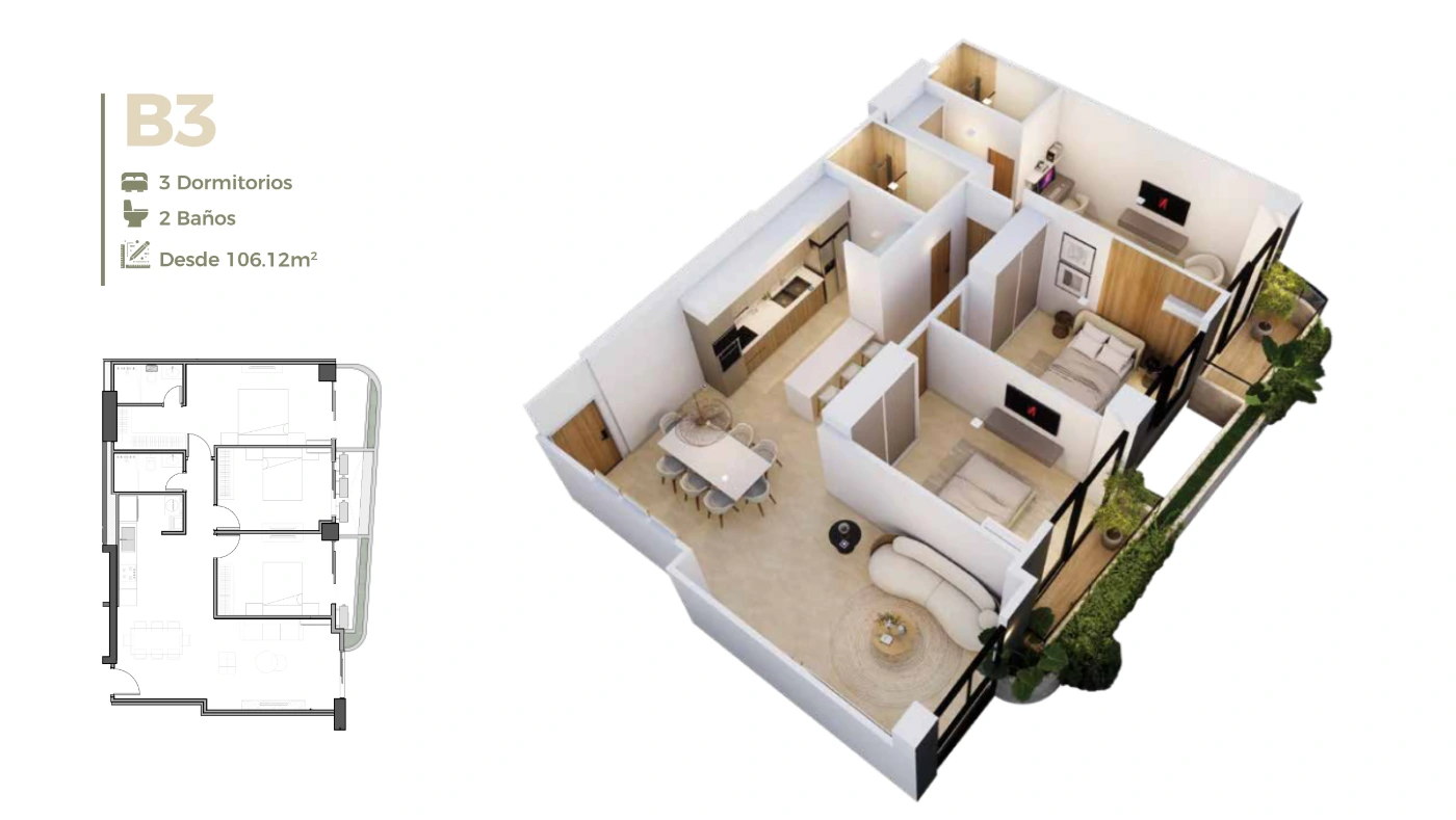 Plano del modelo B de Garden Zen