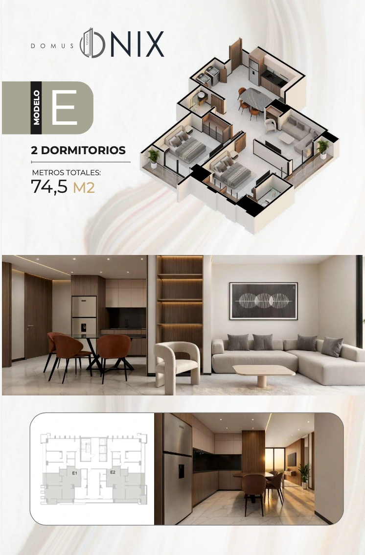 Plano del modelo E1 de Domus Onix