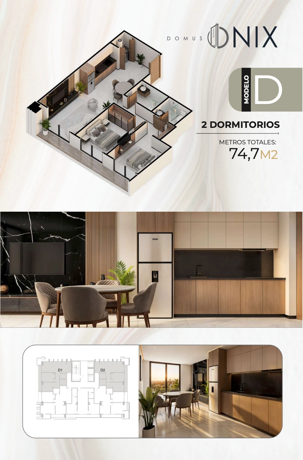 Plano del modelo D1 de Domus Onix