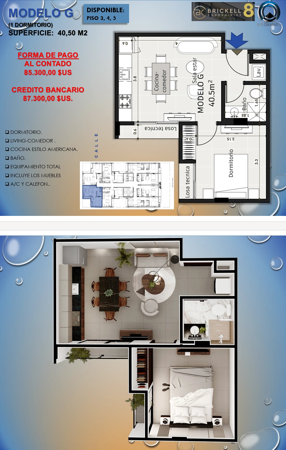Plano del modelo G de Brickel 8