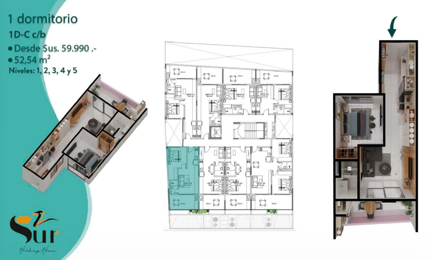 Plano del modelo 1D-C c/b de HH Sur2