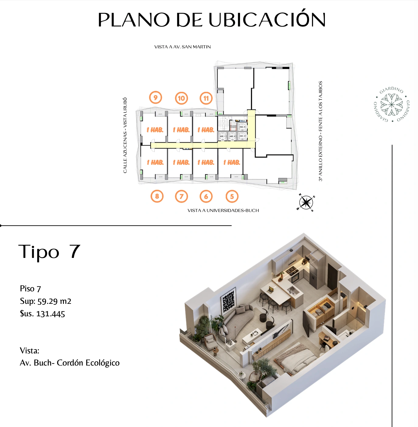 Plano del modelo TIPO 7 de Giardino