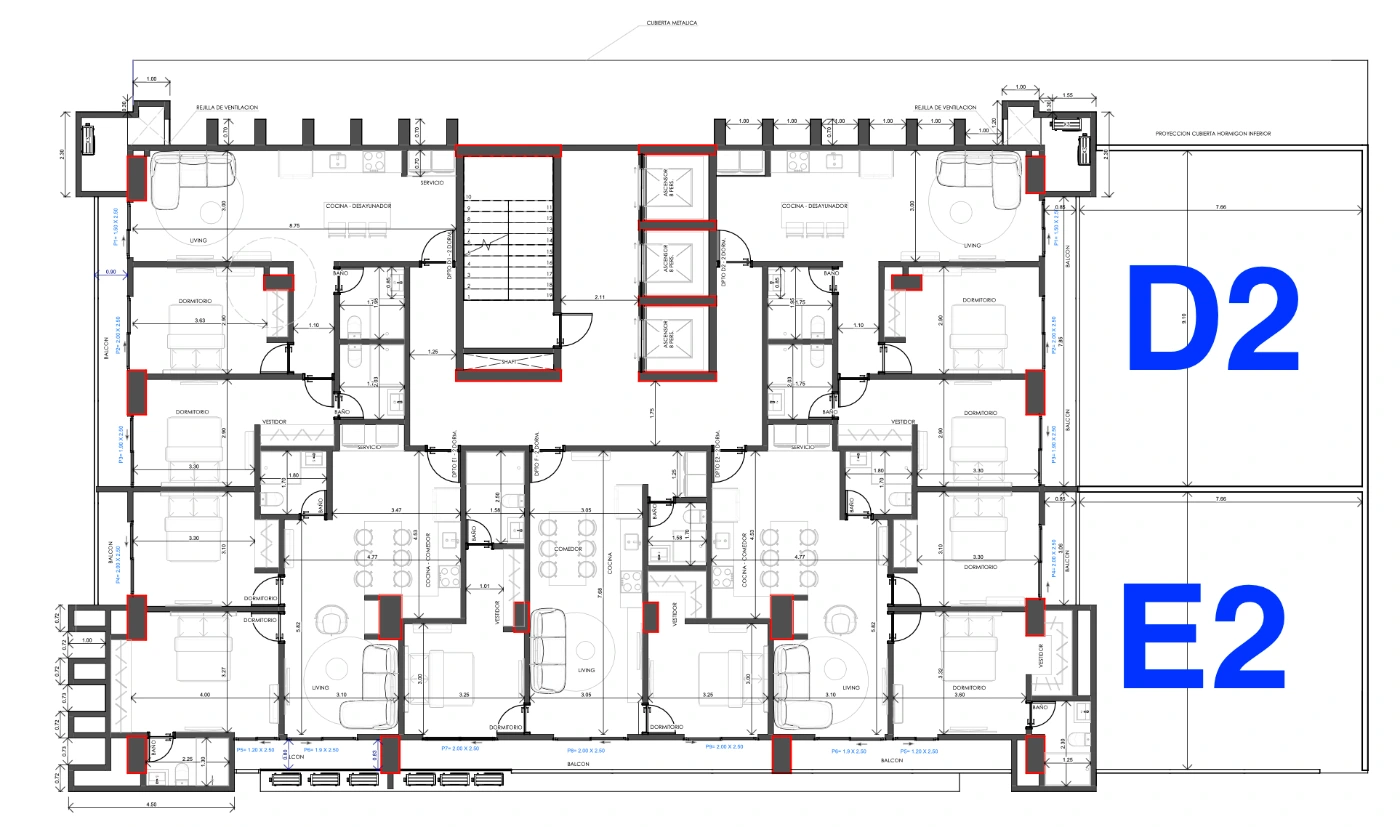 Plano del modelo E2 de Domus Onix