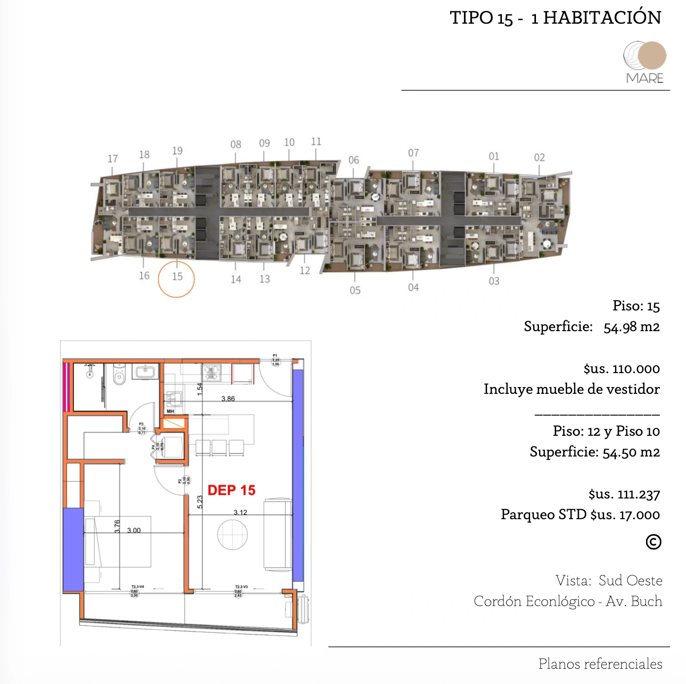 Plano del modelo TIPO 15 de Mare