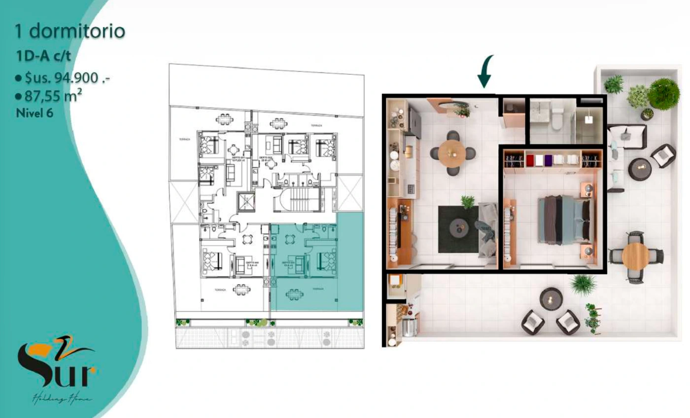 Plano del modelo 1D-A c/t de HH Sur2