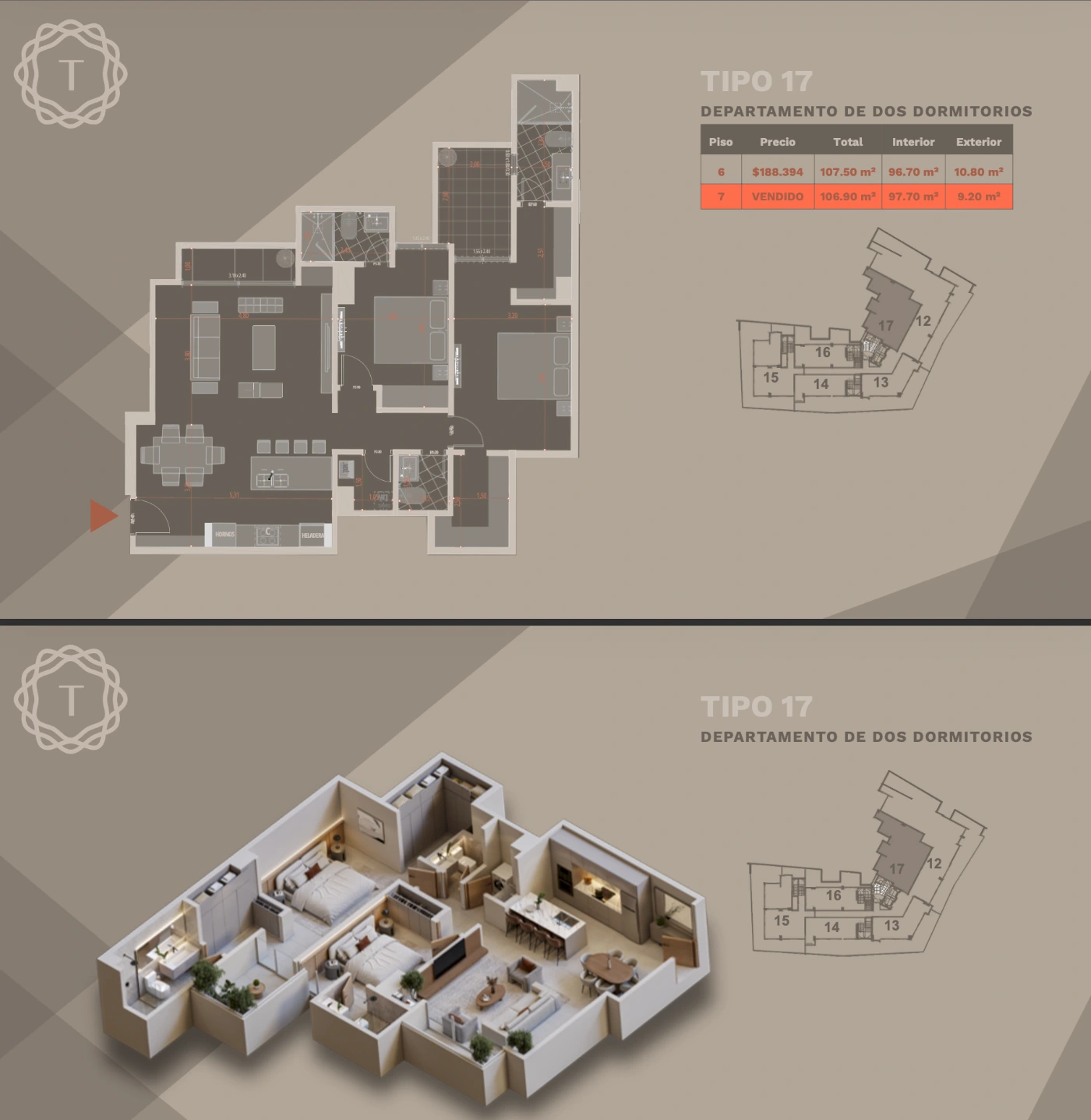 Plano del modelo TIPO 17 de Terrazo