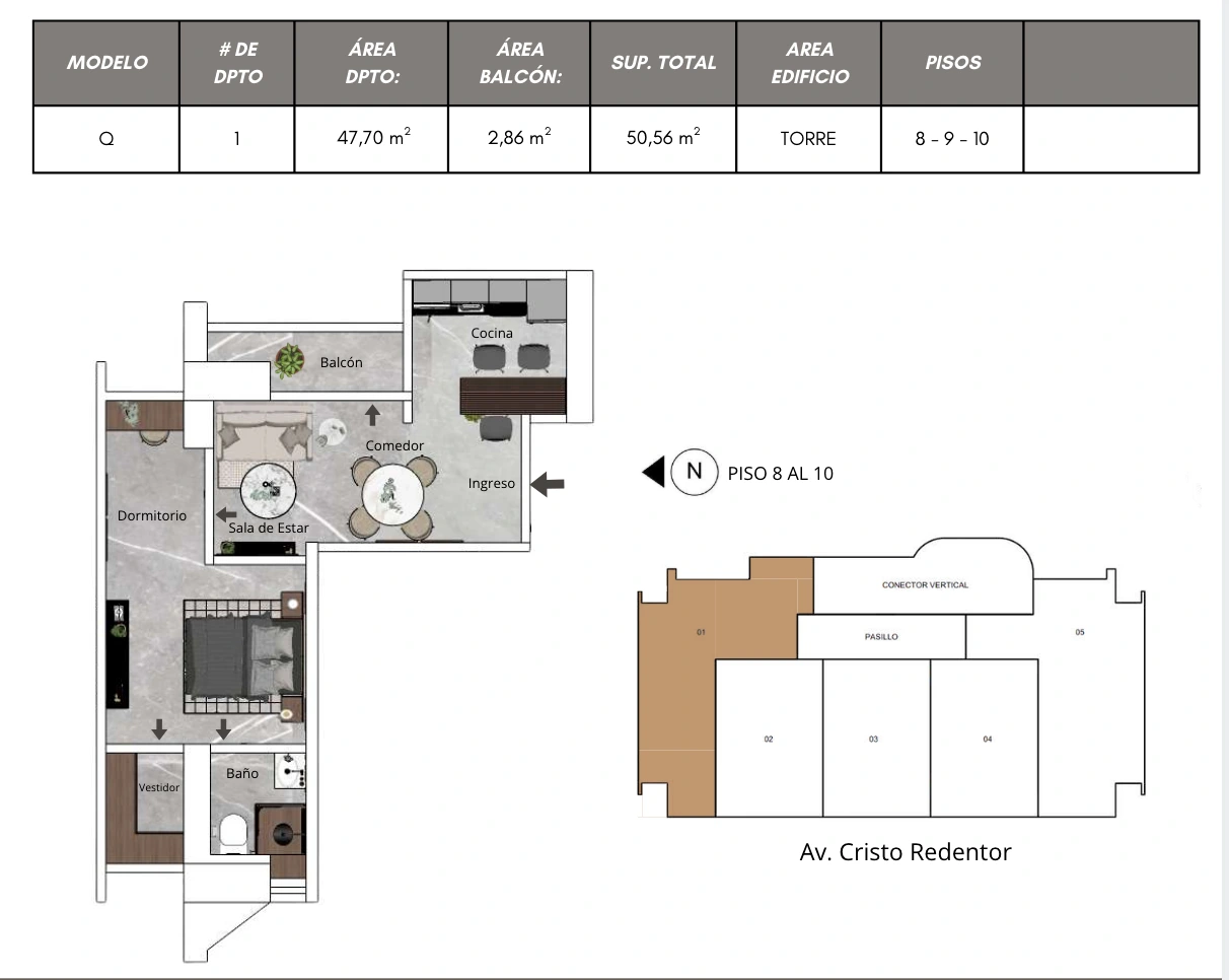 Plano del modelo Q de Bless Tower