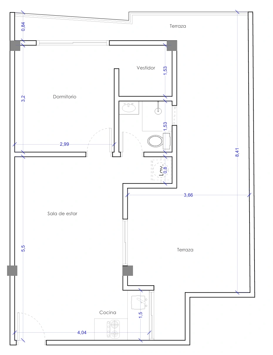 Plano del modelo 1D-D CT de HH Home