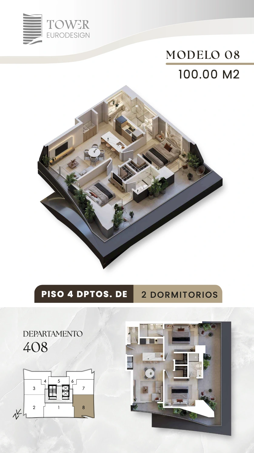 Plano del modelo 8+T de Eurodesign Tower