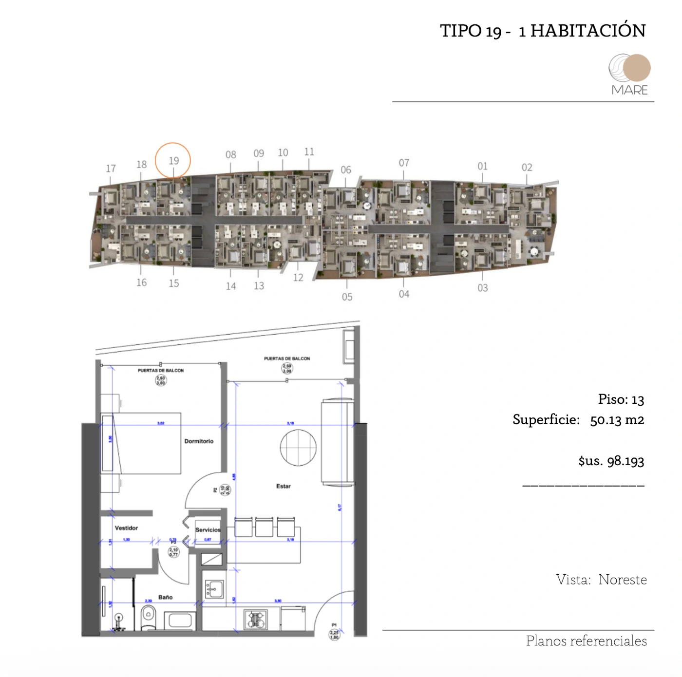 Plano del modelo Tipo 19 de Mare