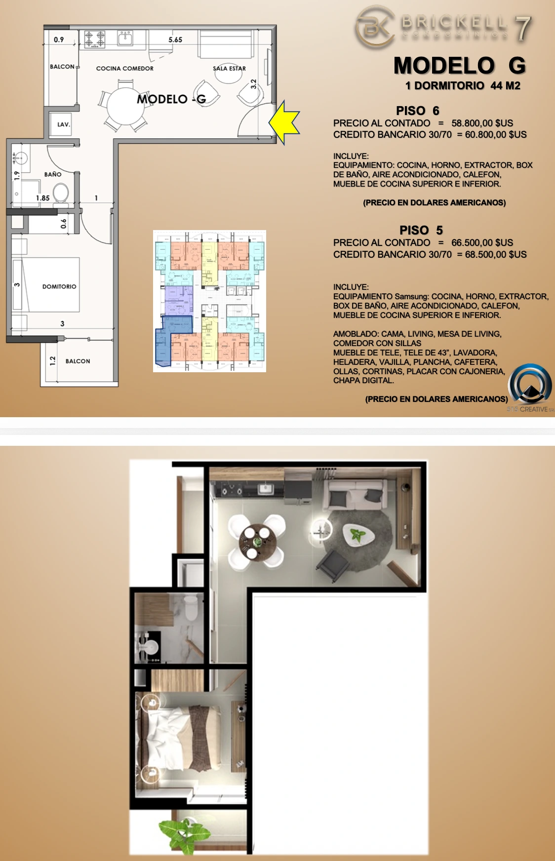 Plano del modelo G de Brickel 7