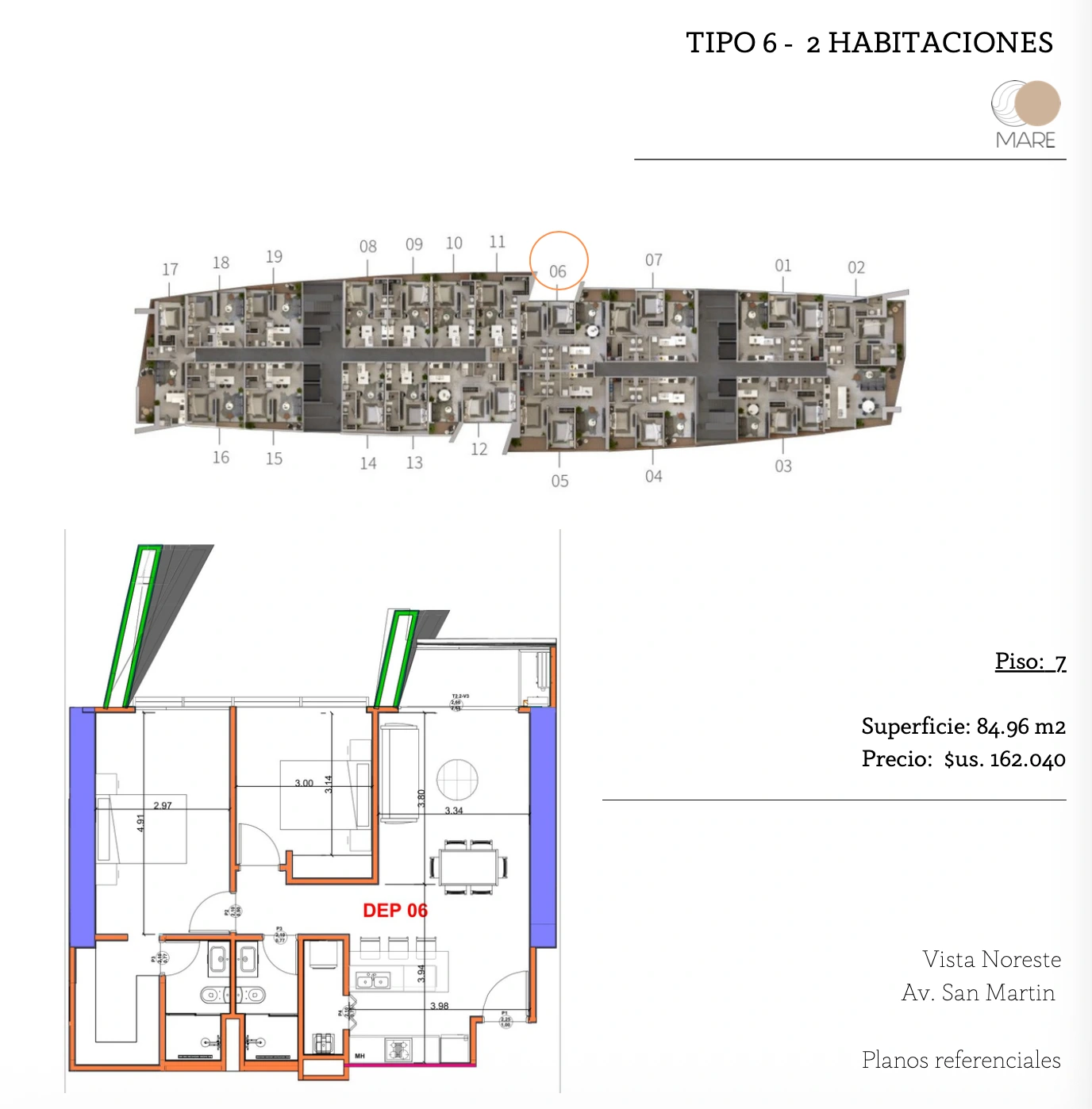 Plano del modelo TIPO 6 de Mare