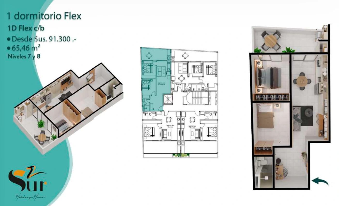 Plano del modelo 1D Flex c/b de HH Sur2