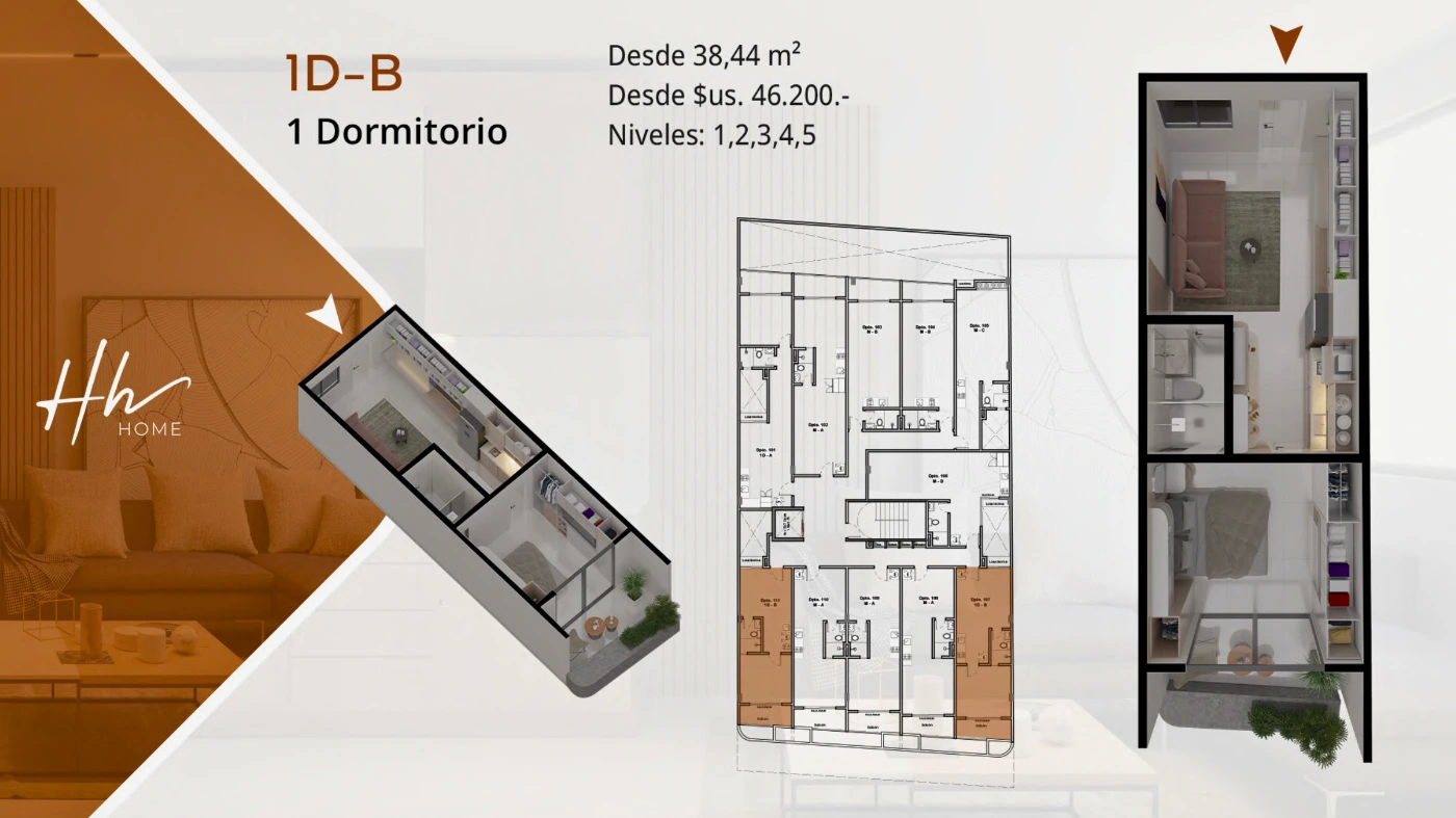Plano del modelo 1D-B de HH Home