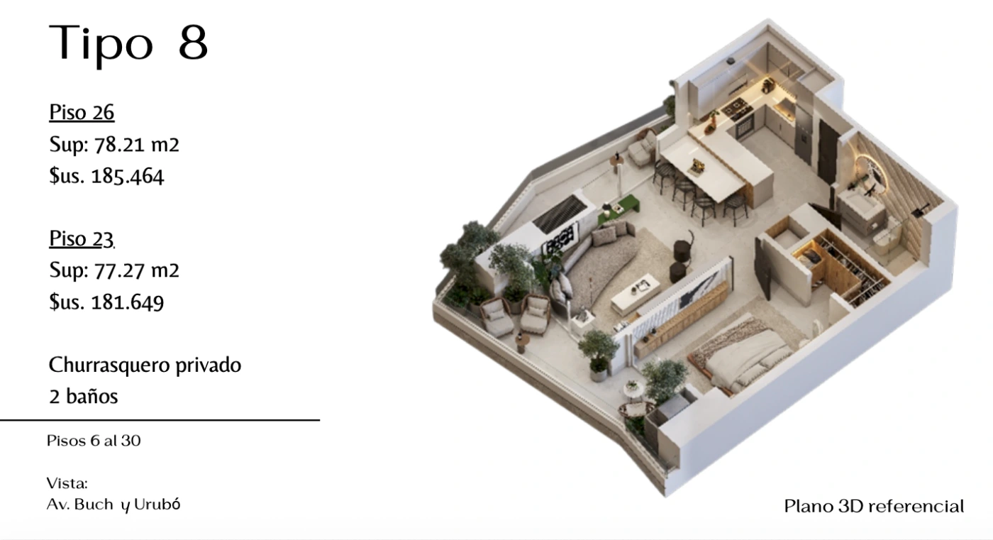 Plano del modelo TIPO 8 de Giardino