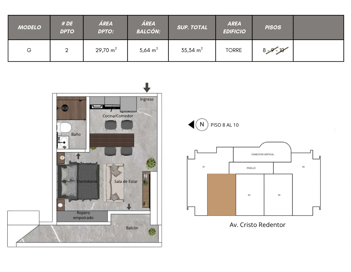 Plano del modelo G de Bless Tower