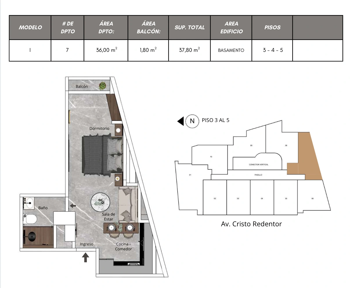 Plano del modelo I de Bless Tower
