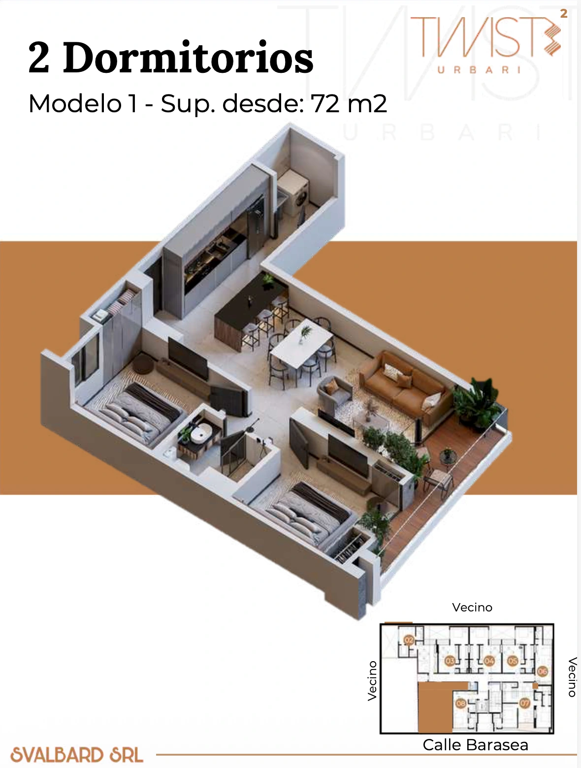 Plano del modelo 2D+1baño de Twist 2