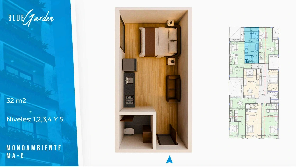 Plano del modelo M-6 de Blue Garden