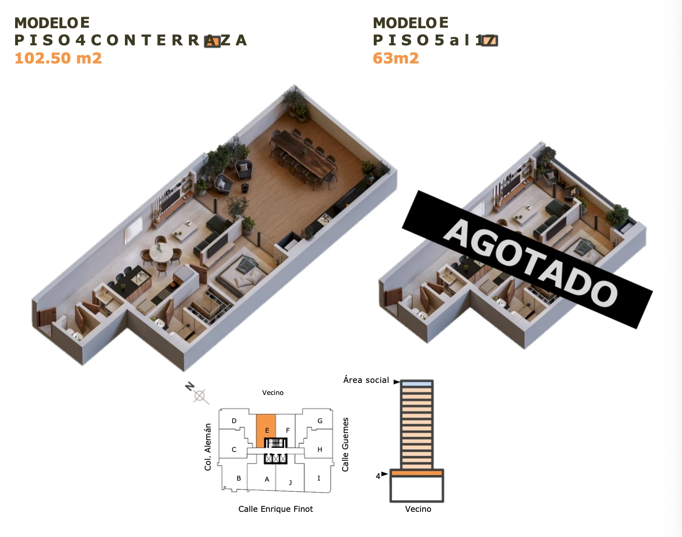 Plano del modelo E de Luxe Tower
