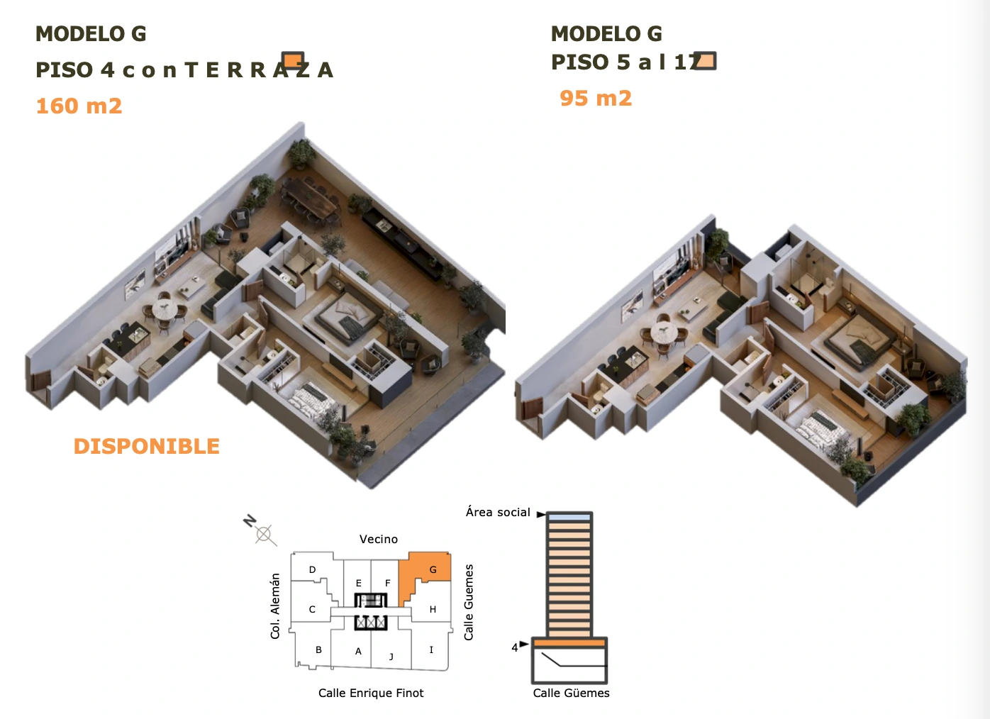 Plano del modelo G de Luxe Tower
