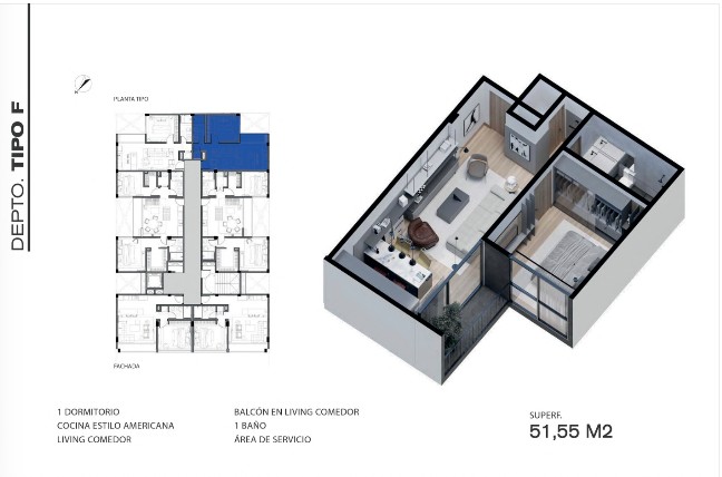 Plano del modelo F de Beton Brut