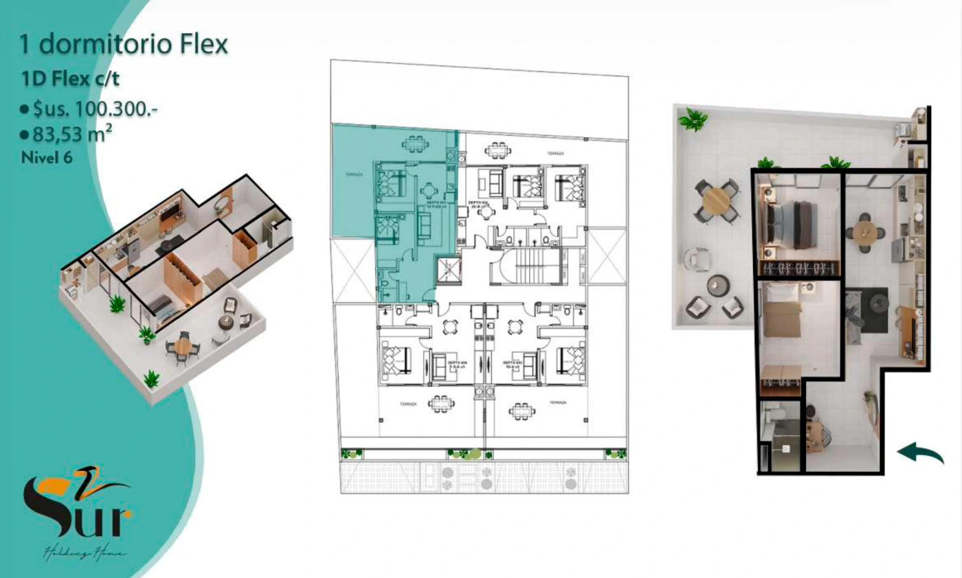 Plano del modelo 1D Flex c/t de HH Sur2