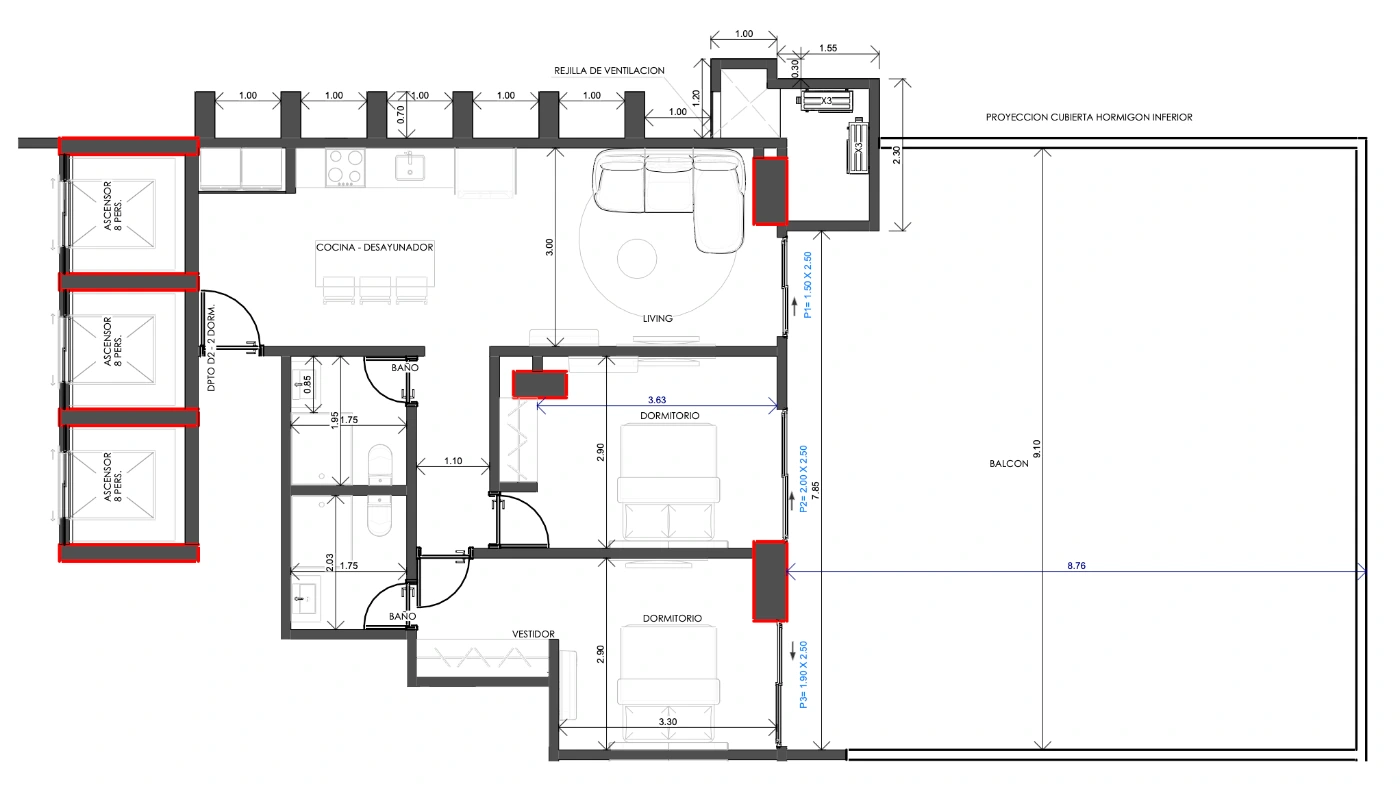 Plano del modelo D2 de Domus Onix