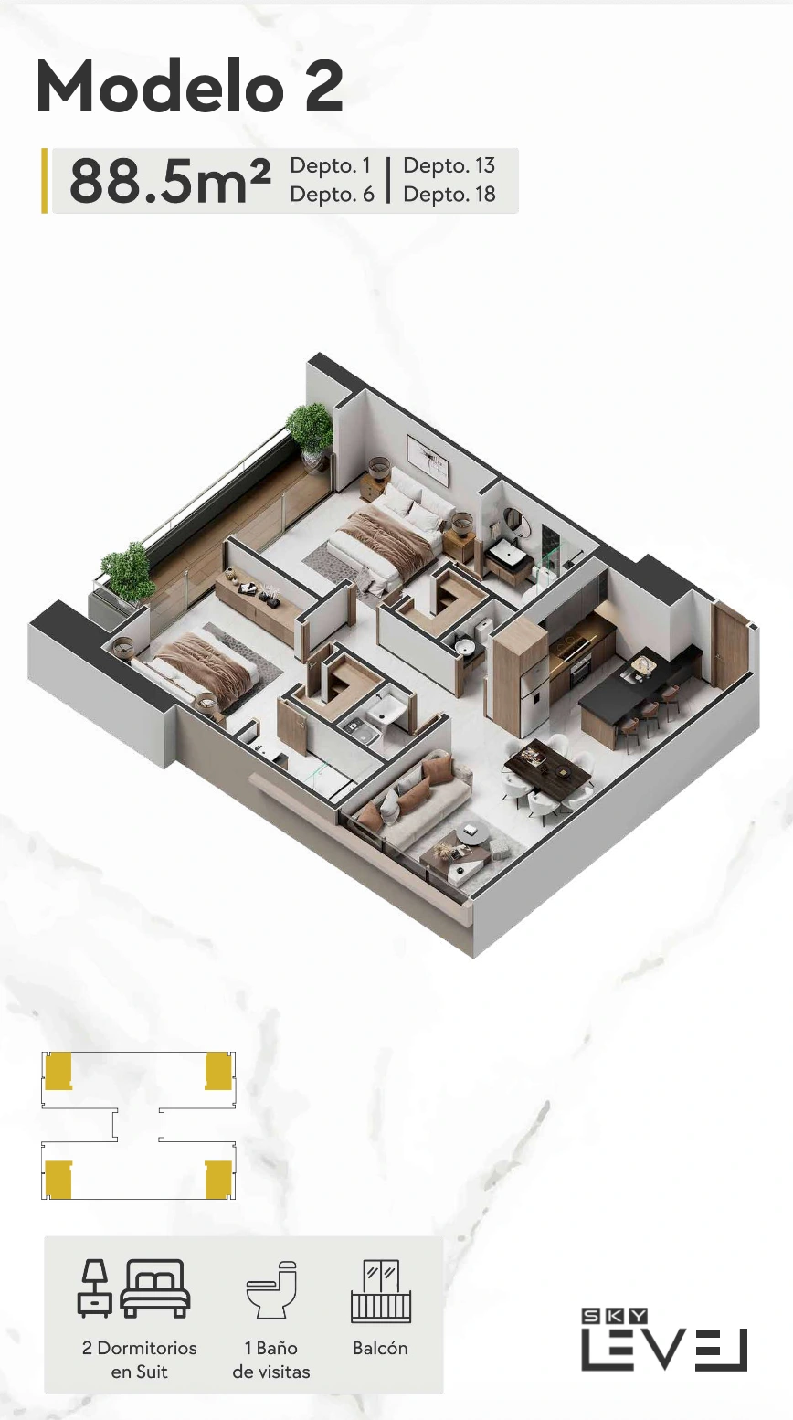 Plano del modelo 2D-88,5 de Sky Level