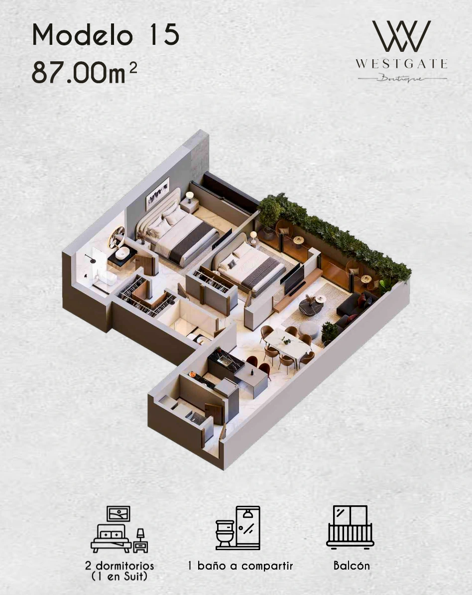 Plano del modelo 87.00 de Westgate Boutique