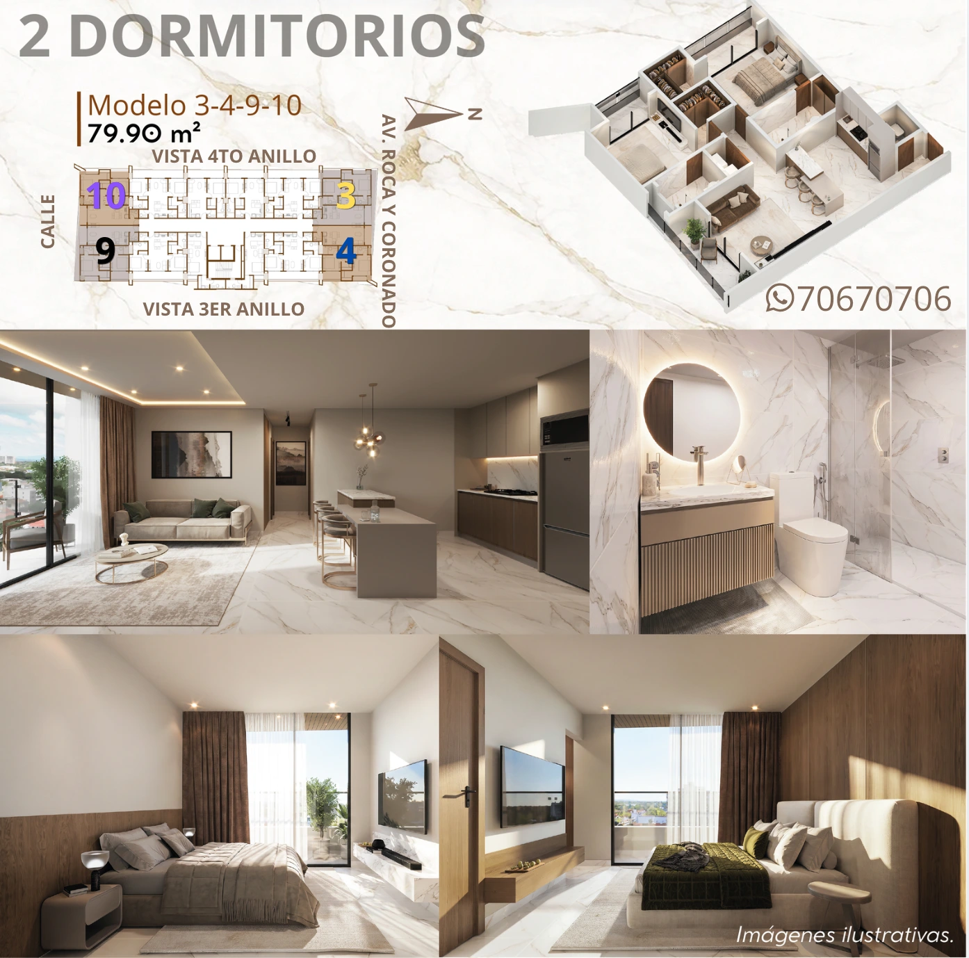 Plano del modelo 3-4-9-10 de Westgate Tower