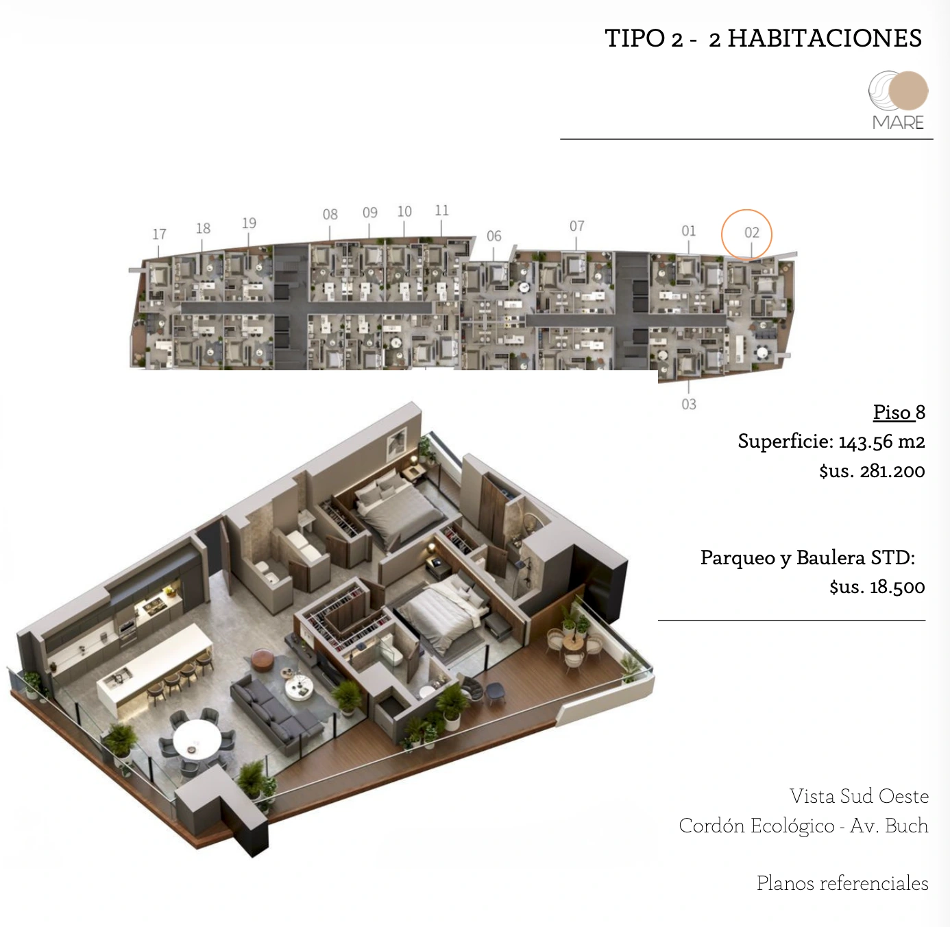 Plano del modelo TIPO 2 de Mare